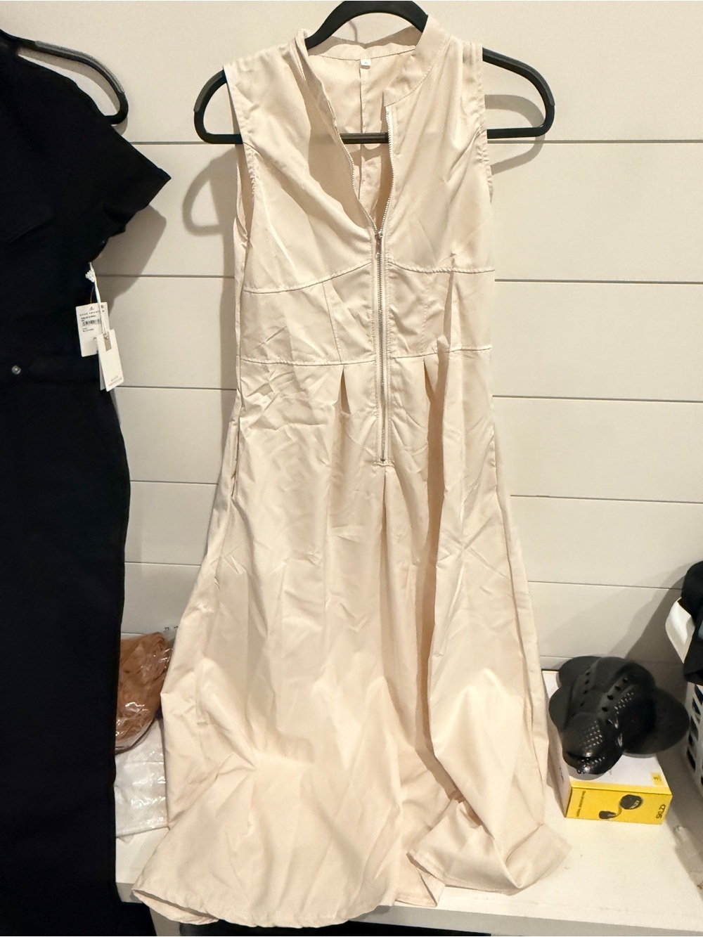 Sleeveless Cream Maxi Dress - Elegant A-Line Dress with Pockets